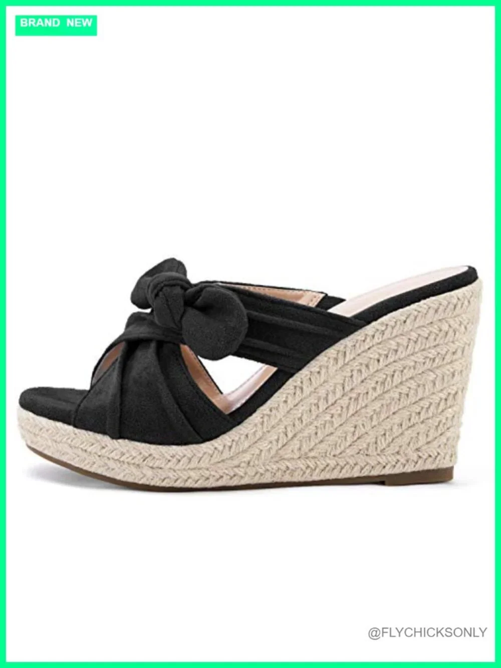 Faux Suede Espadrilles Wedge Sandals Slides Mules Platform Bow Knot